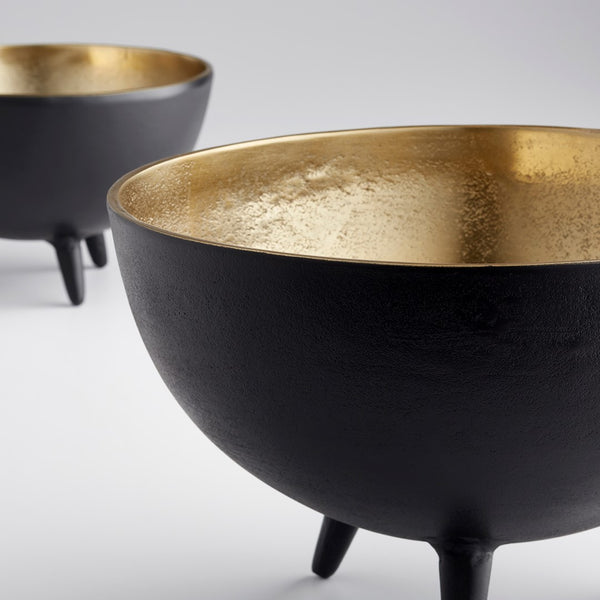 Inca Bowl Matt Black and Gold 10636 Cyan Design