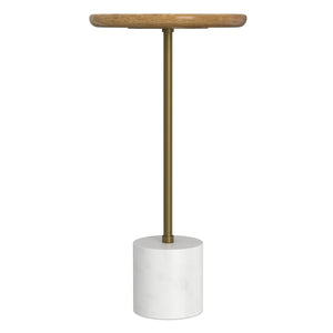 English Elm Turner Mixed Material Side Table with Mango Wood Marble Base and Brass Frame B136P419858