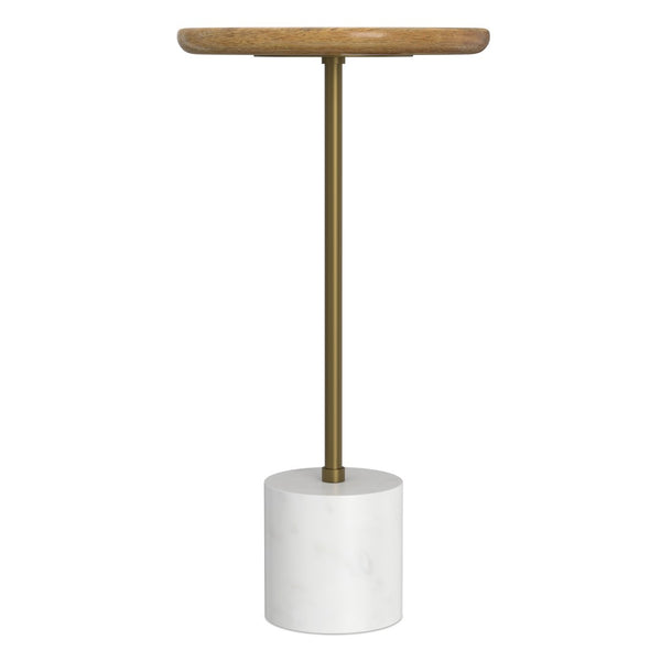 English Elm Turner Mixed Material Side Table with Mango Wood Marble Base and Brass Frame B136P419858