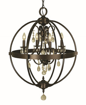 Framburg 4-light Rustic Sphere Chandelier With Seeded Glass Cylinders - Handcrafted Elegance Made In Usa Mahogany Bronze Metal 1064 Mb