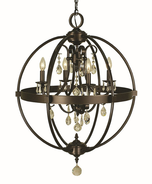 Framburg 4-light Rustic Sphere Chandelier With Seeded Glass Cylinders - Handcrafted Elegance Made In Usa Mahogany Bronze Metal 1064 Mb