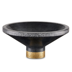 Vincent White Marble Bowl with Brass Base - Elegant Chiseled Design for Modern Home Decor