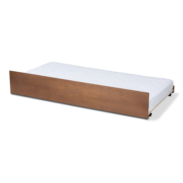 Baxton Studio Baxton Toveli Modern Twin Size Trundle Bed with Ash Walnut Finish – Space-Saving Guest Solution MG-0015-Ash Walnut-Trundle