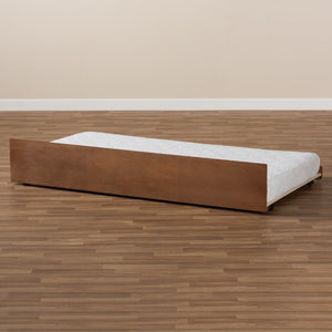 Baxton Studio Baxton Toveli Modern Twin Size Trundle Bed with Ash Walnut Finish – Space-Saving Guest Solution MG-0015-Ash Walnut-Trundle