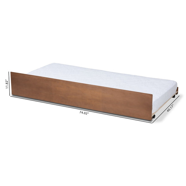 Baxton Studio Baxton Toveli Modern Twin Size Trundle Bed with Ash Walnut Finish – Space-Saving Guest Solution MG-0015-Ash Walnut-Trundle