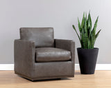 Portman Swivel Lounge Chair - Marseille Concrete Leather 106484 Sunpan