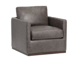 Portman Swivel Lounge Chair - Marseille Concrete Leather 106484 Sunpan