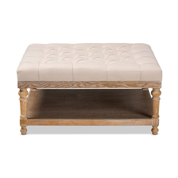 Baxton Studio Baxton Studio Modern Rustic Linen Upholstered Cocktail Ottoman with Stylish Storage and Tufted Top Beige JY-0001-Beige/Greywashed-Otto