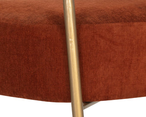 Sunpan Maestro Barrel Accent Chair Rust Fabric Antique Brass Legs Mid-Century Living Room 106492