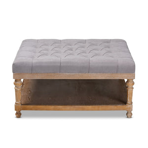 Baxton Studio Baxton Studio Modern Rustic Linen Upholstered Cocktail Ottoman with Stylish Storage and Tufted Top Grey JY-0001-Grey/Greywashed-Otto