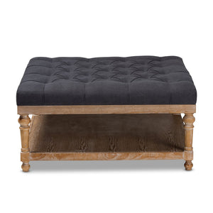 Baxton Studio Baxton Studio Modern Rustic Linen Upholstered Cocktail Ottoman with Stylish Storage and Tufted Top Charcoal JY-0001-Charcoal/Greywashed-Otto