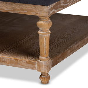 Baxton Studio Baxton Studio Modern Rustic Linen Upholstered Cocktail Ottoman with Stylish Storage and Tufted Top Charcoal JY-0001-Charcoal/Greywashed-Otto