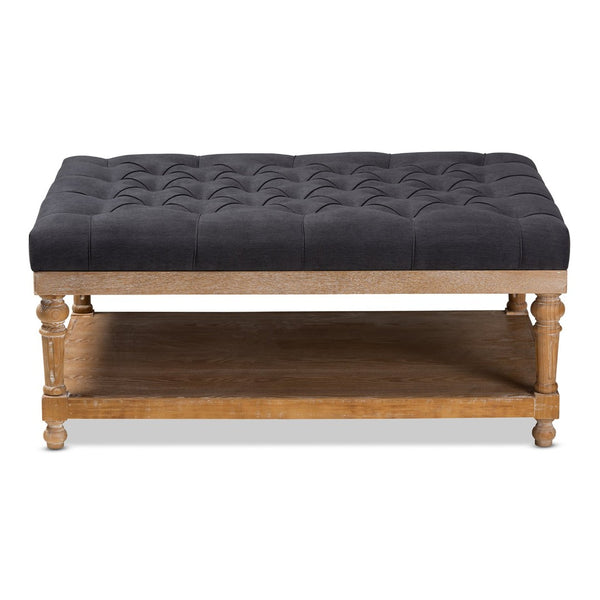 Baxton Studio Baxton Studio Lindsey Modern Rustic Upholstered Cocktail Ottoman with Storage & Elegant Design Charcoal JY-0002-Charcoal/Greywashed-Otto