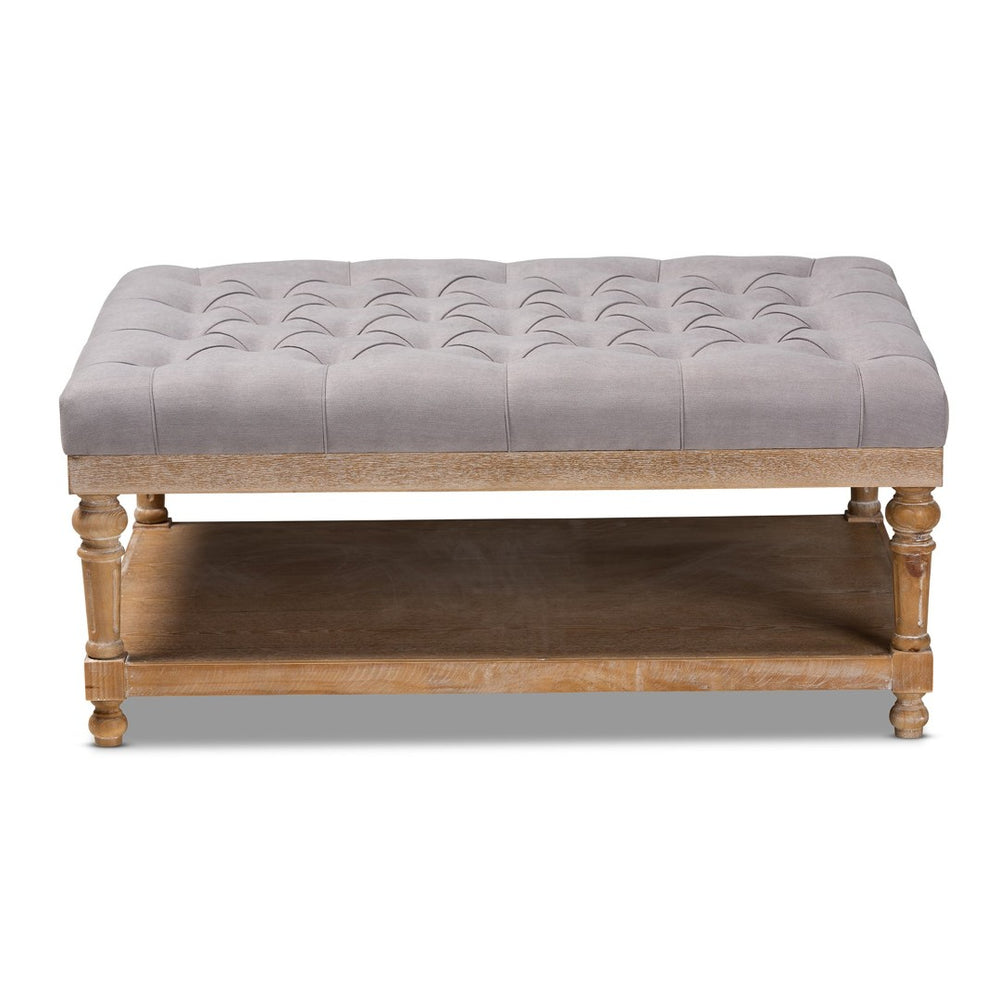 Baxton Studio Baxton Studio Lindsey Modern Rustic Upholstered Cocktail Ottoman with Storage & Elegant Design Grey JY-0002-Grey/Greywashed-Otto