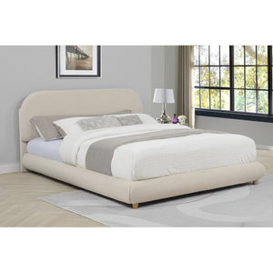 English Elm Contemporary Plush Upholstered Two-Tone Platform Twin Bed with Padded Headboard and Footboard, Sturdy Modern Frame Cream 85.5 L x 12.5 W x 7.5 H B011S01861