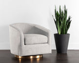 Hazel Swivel Lounge Chair - Gold - Belfast Heather Grey 106561 Sunpan