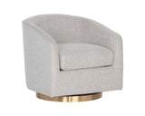 Hazel Swivel Lounge Chair - Gold - Belfast Heather Grey 106561 Sunpan