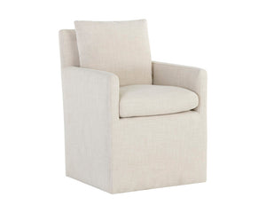 Glenrose Wheeled Dining Armchair - Effie Linen 106570 Sunpan