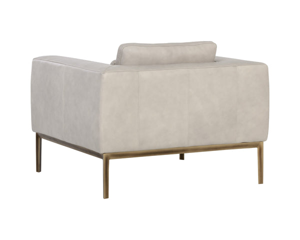 Sunpan Burr Genuine Leather Accent Armchair with Bronze Feet for Living Room or Study Taupe 106597