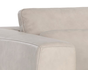 Sunpan Burr Genuine Leather Accent Armchair with Bronze Feet for Living Room or Study Taupe 106597