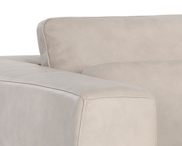 Sunpan Burr Genuine Leather Accent Armchair with Bronze Feet for Living Room or Study Taupe 106597
