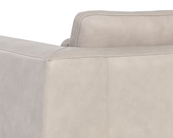 Sunpan Burr Genuine Leather Accent Armchair with Bronze Feet for Living Room or Study Taupe 106597