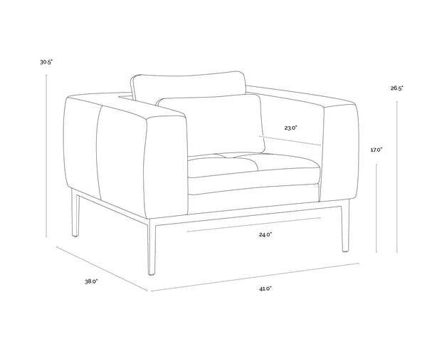 Sunpan Burr Genuine Leather Accent Armchair with Bronze Feet for Living Room or Study Taupe 106597