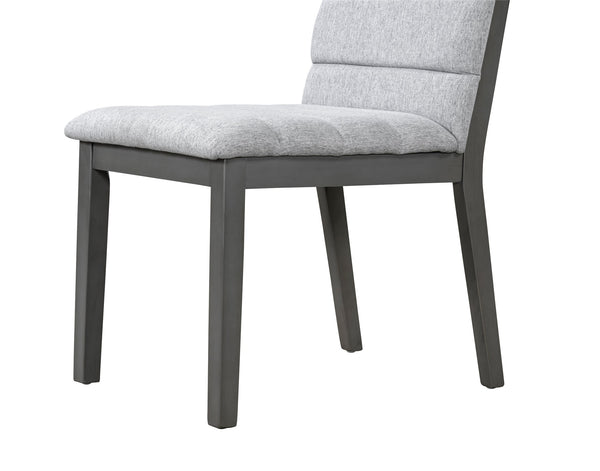 English Elm Oak Tufted Gray Dining Chairs Set of 2 — Oak Gray Fabric, High-Density Foam, Lumbar Support, Compact Elegance N842P299015G