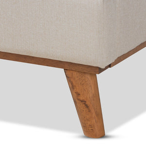 Baxton Studio Baxton Gretchen Queen Size Wingback Bed - Modern Light Beige Upholstery & Walnut Wood Platform Design BBT6917-Light Beige/Walnut-Queen