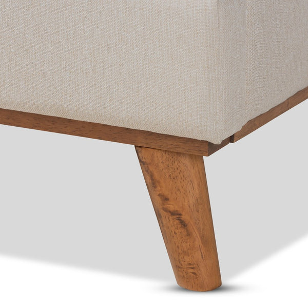 Baxton Studio Baxton Gretchen Queen Size Wingback Bed - Modern Light Beige Upholstery & Walnut Wood Platform Design BBT6917-Light Beige/Walnut-Queen