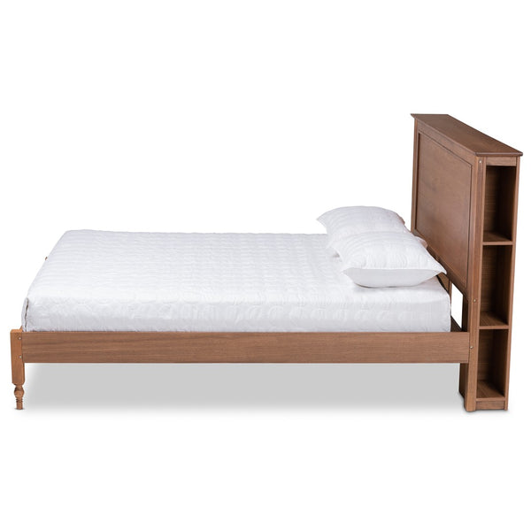 Baxton Studio Baxton Studio Danielle Rustic Platform Storage Bed with Built-In Shelves for Smart Bedroom Solutions King MG0018-Ash Walnut-King