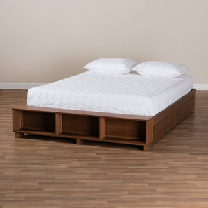 Baxton Studio Baxton Studio Arthur Modern Rustic Platform Bed with Built-In Storage and Stylish Ash Walnut Finish King MG6001-1S-Ash Walnut-4DW-King
