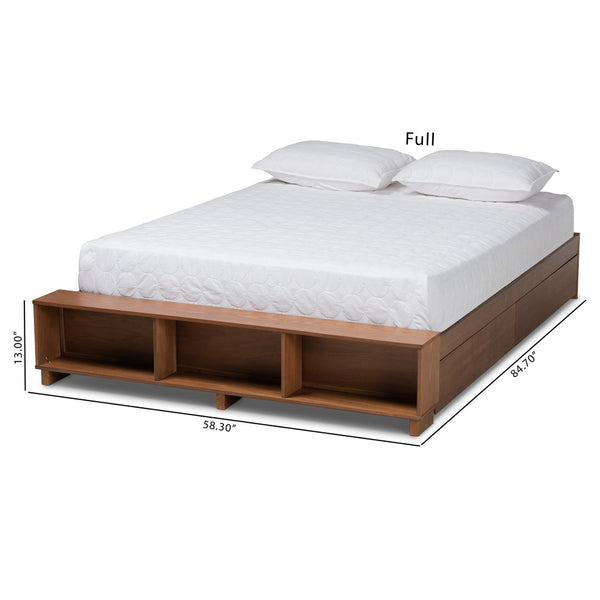 Baxton Studio Baxton Studio Arthur Modern Rustic Platform Bed with Built-In Storage and Stylish Ash Walnut Finish King MG6001-1S-Ash Walnut-4DW-King