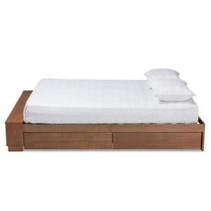 Baxton Studio Baxton Studio Arthur Modern Rustic Platform Bed with Built-In Storage and Stylish Ash Walnut Finish King MG6001-1S-Ash Walnut-4DW-King