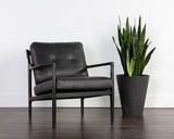 Gilmore Lounge Chair - Black - Black Leather 106691 Sunpan
