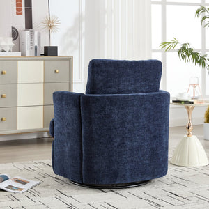 English Elm swivel Chenille Upholstered Office Chair with Metal Turntable, Breathable Durable Wood Frame for Comfort and Style Blue W2120P322757