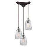 Hand Formed Glass 12'' Wide 3-Light Mini Pendant - Oil Rubbed Bronze 10671/3 Elk Lighting