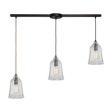 Hand Formed Glass 38'' Wide 3-Light Slim Linear Pendant - Oil Rubbed Bronze 10671/3L Elk Lighting