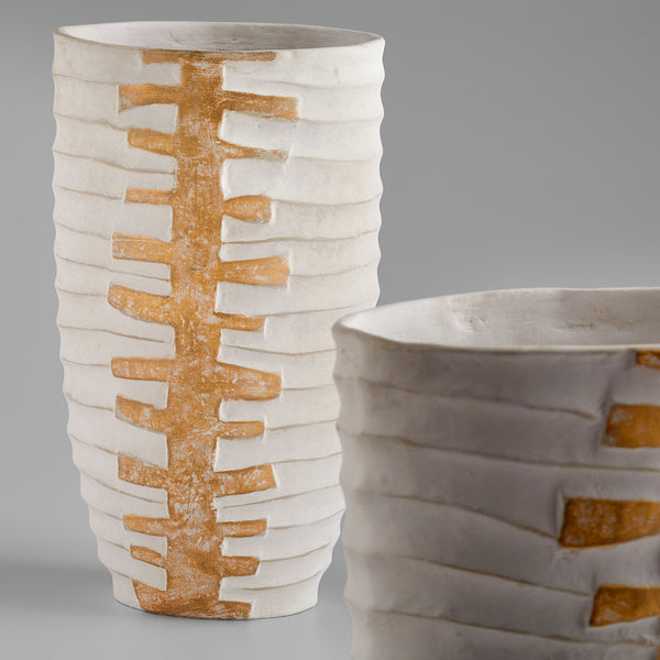 Luxe Vessel Vase White and Gold 10672 Cyan Design