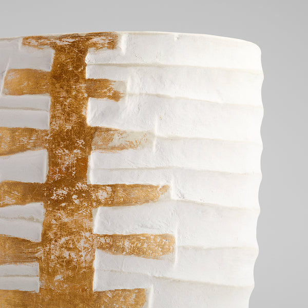 Luxe Vessel Vase White and Gold 10671 Cyan Design