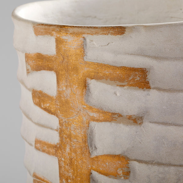 Luxe Vessel Vase White and Gold 10672 Cyan Design