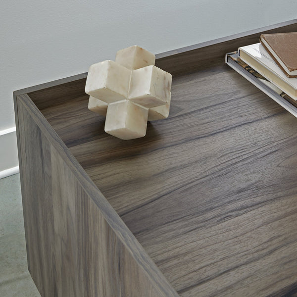 English Elm Desk, Gray finish - Modern Engineered Wood Office Desk with Smooth-Glide Pencil & File Drawers, Compact Durable Design B356P367870