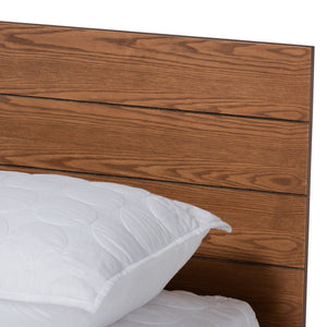 Baxton Studio Baxton Studio Regina Modern Rustic Wood Platform Bed with Built-In Footboard Shelves for Storage Queen MG0017-Ash Walnut-Queen