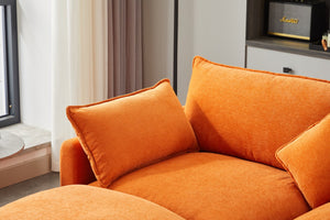 English Elm Modular L-shaped Sectional Sofa with Ottoman Plush Seating for Apartment Living Orange W2915S00057