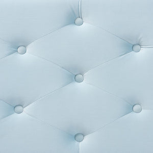 Baxton Studio Baxton Studio Mabel Light Blue Velvet Storage Ottoman with Silver Legs, Tufted Design & Compact Elegance WS-20093-Light Blue Velvet/Silver-Otto