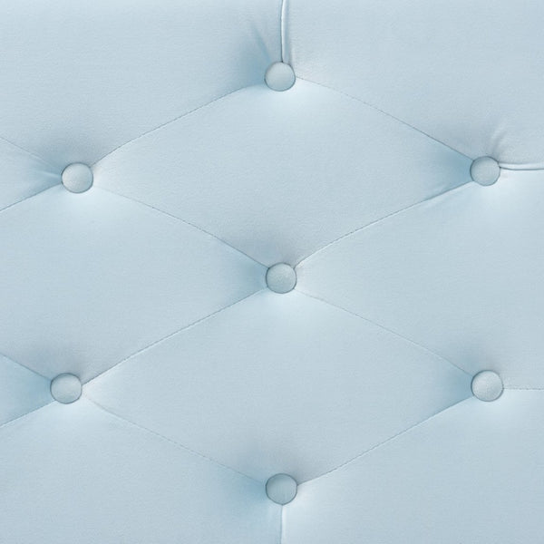 Baxton Studio Baxton Studio Mabel Light Blue Velvet Storage Ottoman with Silver Legs, Tufted Design & Compact Elegance WS-20093-Light Blue Velvet/Silver-Otto