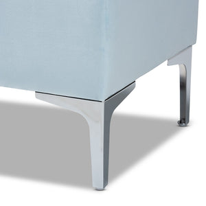 Baxton Studio Baxton Studio Mabel Light Blue Velvet Storage Ottoman with Silver Legs, Tufted Design & Compact Elegance WS-20093-Light Blue Velvet/Silver-Otto