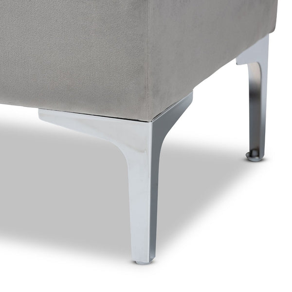 Baxton Studio Baxton Studio Mabel Modern Grey Velvet Storage Ottoman with Silver Legs – Stylish, Functional, Versatile WS-20093-Grey Velvet/Silver-Otto