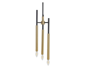 Sunpan Hewitt Six Arm Iron Candelabra Chandelier in Black and Brass for Dining Foyer 106793