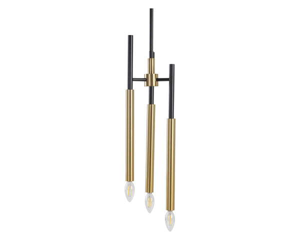 Sunpan Hewitt Six Arm Iron Candelabra Chandelier in Black and Brass for Dining Foyer 106793
